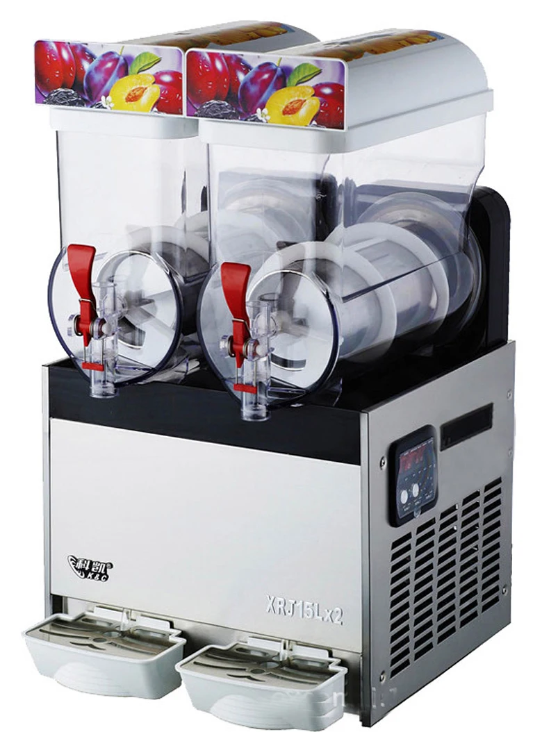 

Commercial 2 Tank Smoothie Maker Frozen Drink Slush Slushy Making Machine 220V