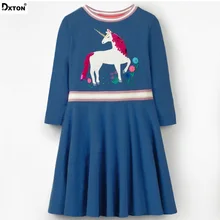 Dxton/Детские платья коллекция года, платье для маленьких девочек одежда с длинными рукавами детская одежда с цветочным рисунком Vestdios для девочек возрастом от 2 до 10 лет