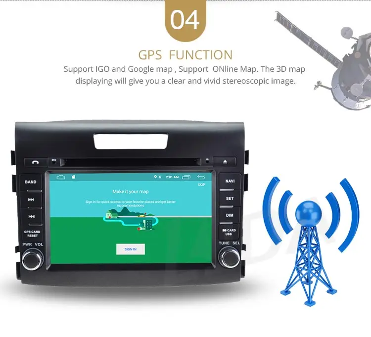 Sale LJDA 2Din Android 9.1 Car Radio For HONDA CRV CR-V 2012-2016 WIFI Car Multimedia Player Stereo GPS Navigation DVD IPS Auto Audio 6