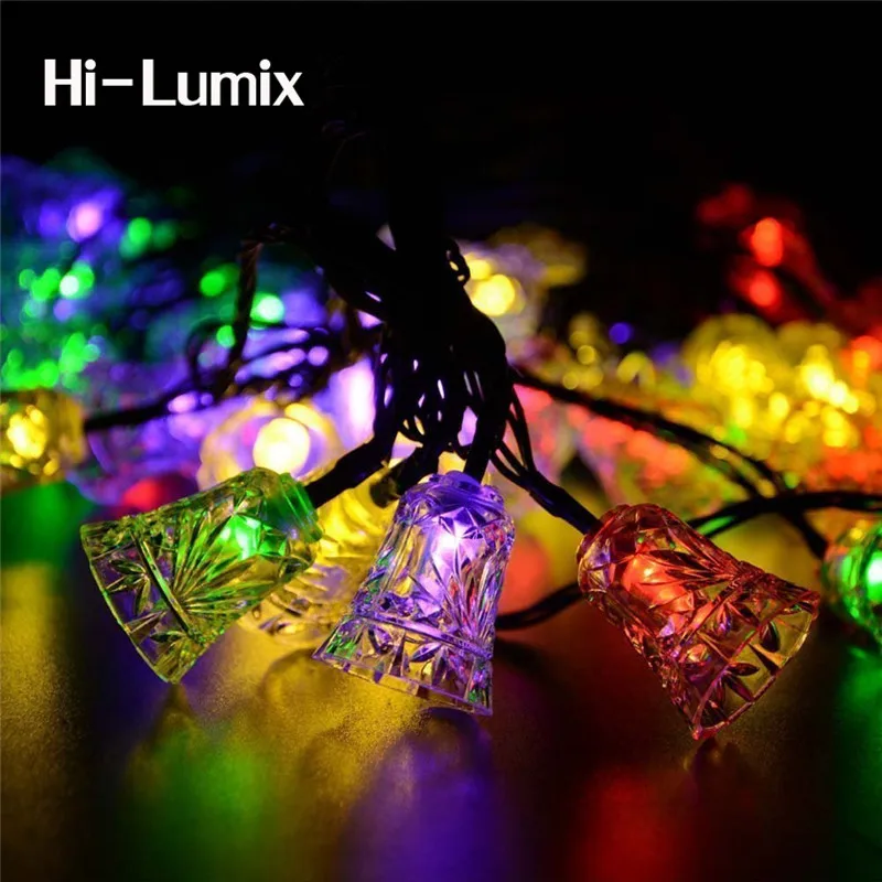 

Hi-Lumix 4M or 6M Solar Waterproof LED String Lights Multi Color Bell Christmas Light for Outdoor Decorations With 20 or 30 Leds