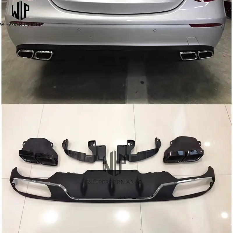 W213 PP car rear bumper diffuser with exhaust muffler tail tip fit for Mercedes Benz Administration upgrade E63 16-19 USE | Автомобили и