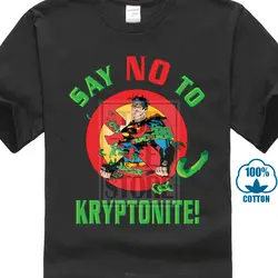 Мужская футболка Супермена «Say No To Kryptonite» средняя черная летняя блузка из хипстера с круглым вырезом