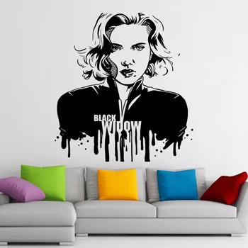 

Black Widow Wall Stickers Home Interior Murals Art The Avengers Black Widow Character Wall Decals Vinyl Movie Wall Poster AZ615
