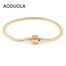 Браслеты Chamilia Золотая-цветная змеиная цепь Шарм Aoduola браслет бисер из Европейского муранского стекла DIY чешский стеклянный шарик