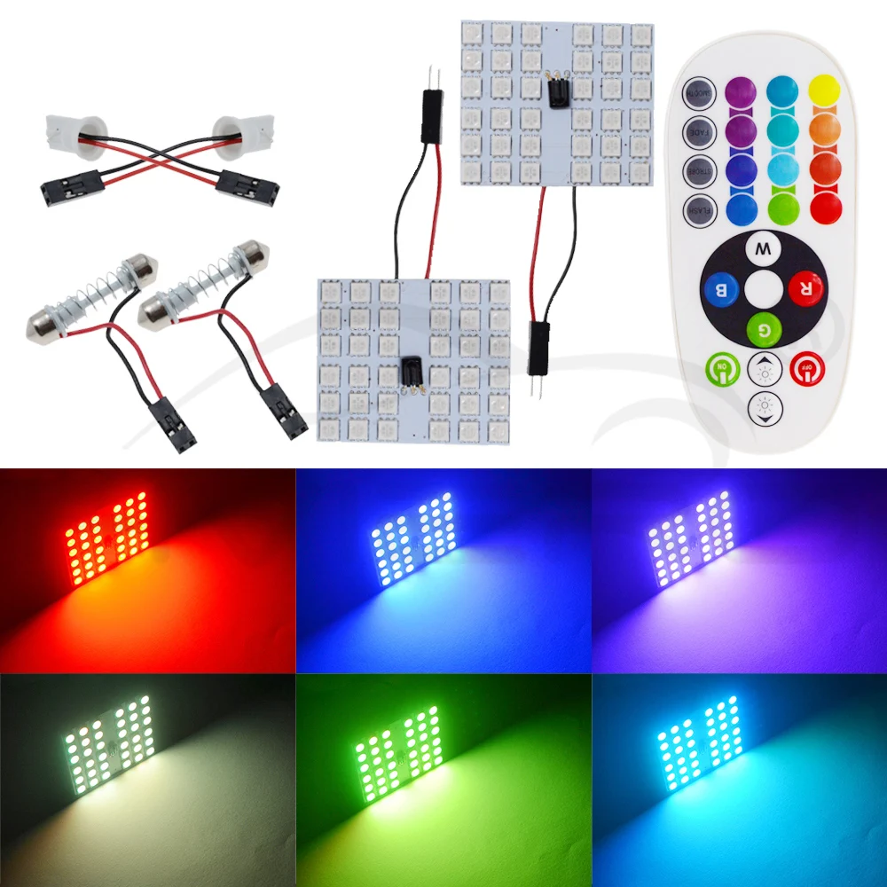 T10 RGB 5050 36SMD авто светодиодный пульт дистанционного управления Rgb Светодиодная панель для автомобиля интерьер Авто светильник s чтение купол фестон BA9S адаптер DC 12v светильник