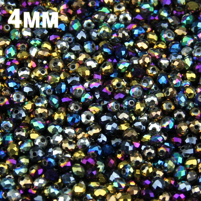 

JHNBY 4mm 100pcs Round Shape Austrian crystals loose beads ball supply surface color plated bracelet necklace Jewelry Making DIY