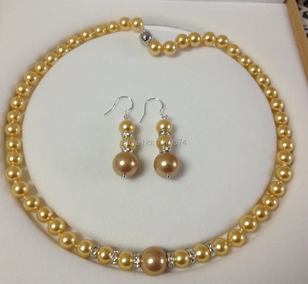 Ожерелье и серьги из жемчуга 8 12 мм 18 дюймов|necklace earring set|pearl necklace setearrings set |