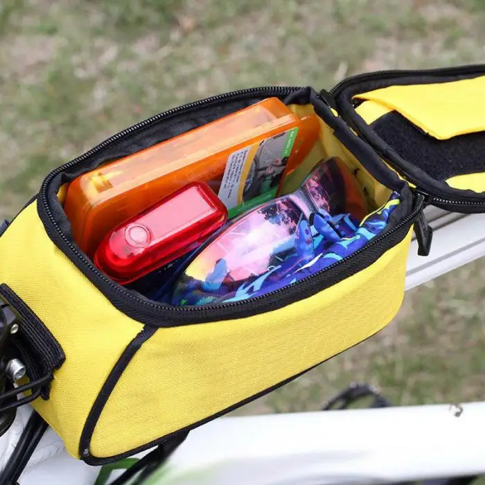 Горячая езда велосипедная сумка Рамка передняя Труба луч мешок прозрачный ПВХ Велоспорт Сумки на багажник корзина DO2