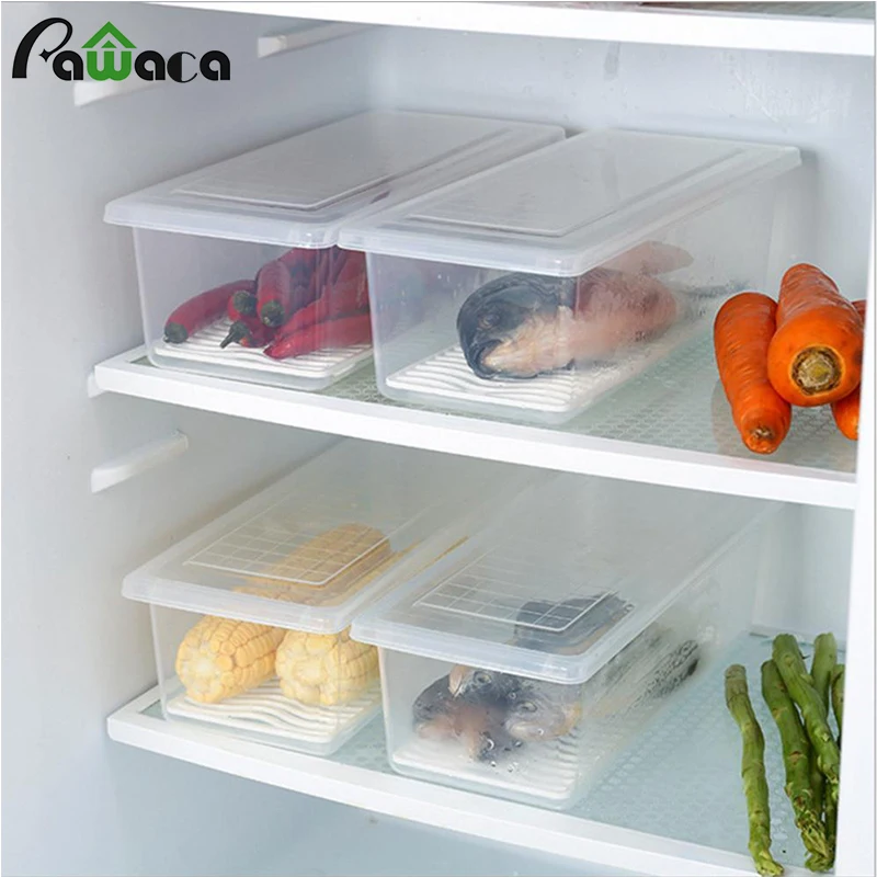 

Plastic Storage Bins Refrigerator Storage Box Food Storage Containers with Lid For Keep Fruits Vegetables Meat Fish Kitchen Tool