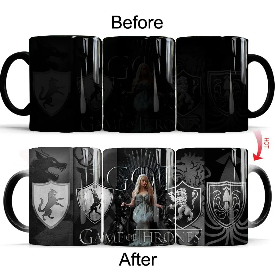 

game of thrones chair mug Who will it belong to in the end Daenerys Jon Snow Tyrion 350ml color changing coffee mugs