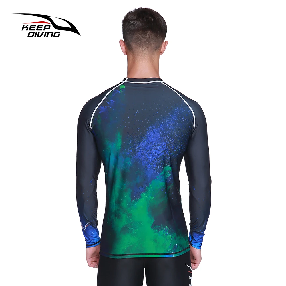 KEEP DIVING UPF 50+ Anti-UV Rash Guards Men Quick-dry Long Sleeve Wetsuit Sunscreen Swimming Surfing Suit Large Size rash guard surfing swimsuit