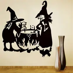 Хэллоуин ведьма задний план стены стикеры украшения на окна для дома Наклейка Декор s для детей номеров adesivo де parede * 8