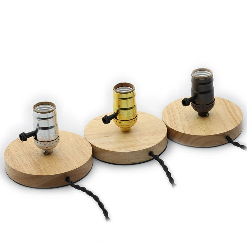 

Vintage Table Lamps American Country Retro Desktop Decoration Wood Matel E27 Base Lamp Holder Home Fixture Lighting