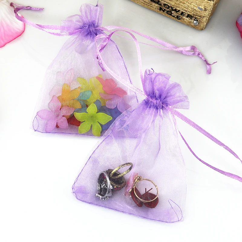Light Purple Color Jewelry Gift Organza Bags 9x12cm Bolsa De Organza