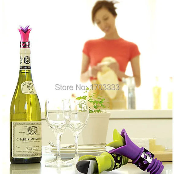 Новейшая Лилия винная пробка для бутылки силикон утвержденный пищевой прочный винный pourer Бар инструменты цвета