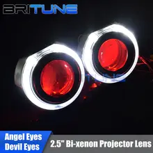 Mini 2.5 ”HID Bi-xenon Lente Do Projetor W/LED DRL Anjo Diabo Demônio Lentes de olhos Auréola H1 H4 H7 Farol Para Farol Do Carro Tuning
