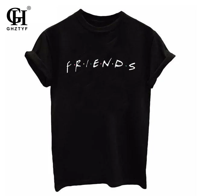 

GHZTYF Harajuku Letter Friends Print Short Sleeve Tee T Shirt Tops Women's Plus Size Cotton Shirts Casual Tees Top Ladies Tshirt
