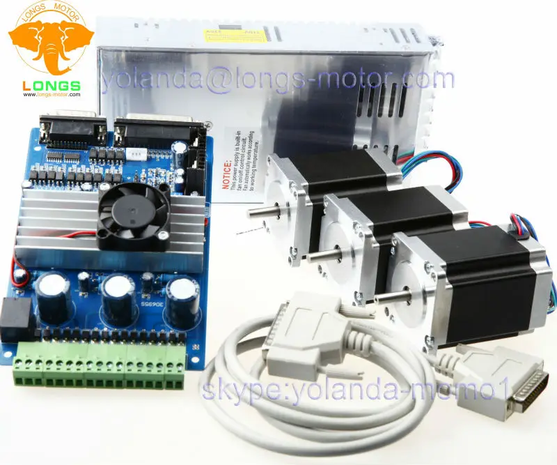 Шаговый двигатель 3 оси Nema23 270oz-in 4 провода 3.0A 23HS8630 3-осевая плата водителя TB6560