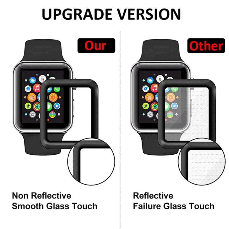 Полный клей для iWatch для Apple Watch Series 5 4 3 2 1 38 мм 42 мм 40 мм 44 мм крышка Закаленное Защитная стеклянная пленка для экрана чехол 3D