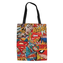 Модная Женская Студенческая тканевая льняная Эко сумка на одно плечо женская сумка для покупок многоразовая Большая вместительная сумка для покупок