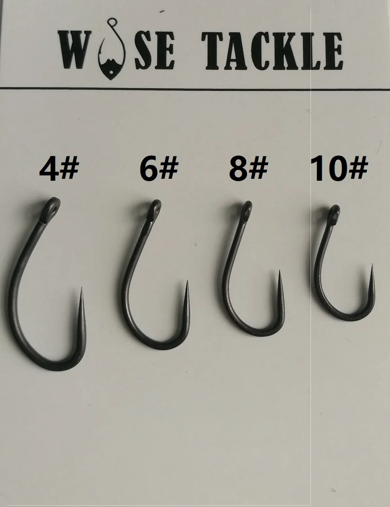 20 шт Wise Tackle Без Бородки матовый черный с покрытием крючки для ловли карпа анти