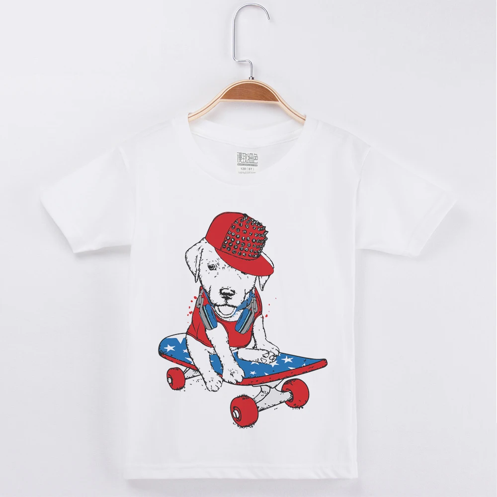 

2019 New Casual Kids Clothes Children T-shirt Cute Dog Print Funny Cotton Boys Short sleeve T Shirts Girls Tops Tees Camiseta