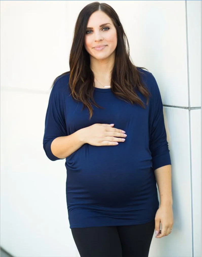 MODENGYUNMA Одежда для беременных Осенняя мода Беременность одежда с длинными рукавами и круглым вырезом топы для беременных одноцветное Цвет
