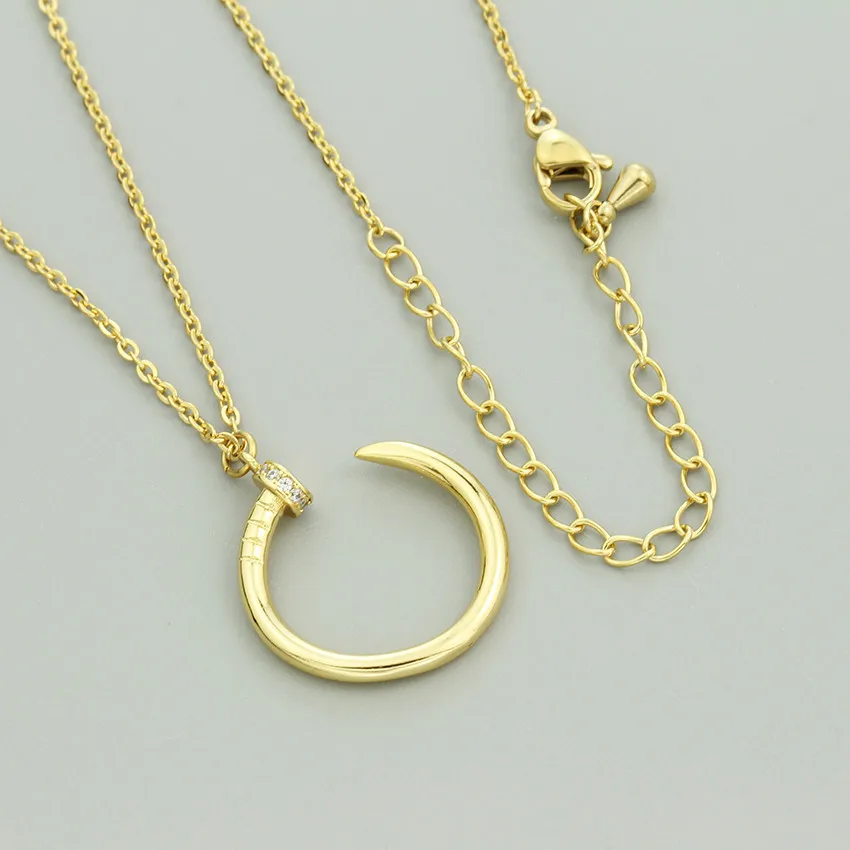 2018 Modern Simple Nail Necklace Gold Color Stainless Steel Chain