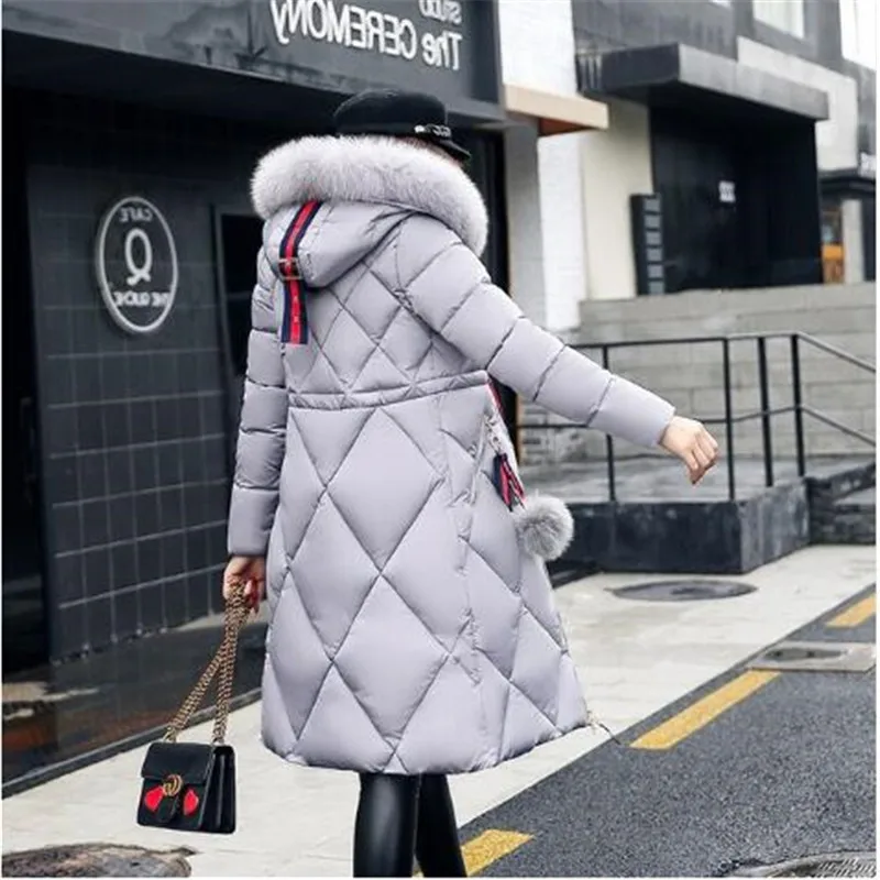 

Women Winter Jackets And Coats 2018 Casual Long Sleeve Big Fur Collar Down Coat Female Loose Warm Hooded Parkas Plus Size 2XL