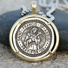 Colar católico para homens, colar saint franceis de assisi, igreja, usa medas, crucifixo, joias religiosas, dropships