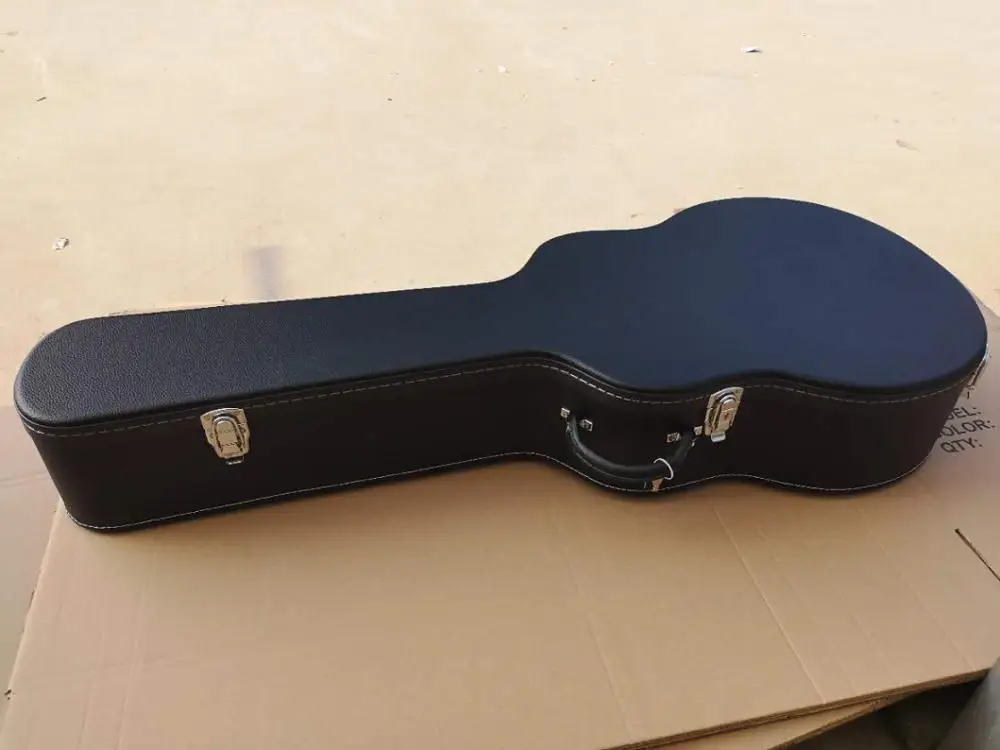 

Top quality FDHC-0002 balck color artificial leather guitar shape hard shell case , Free shipping