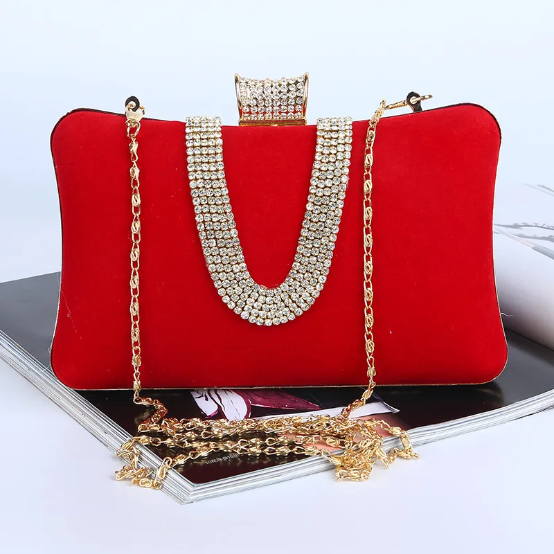 New 2016 Fashion Simple Rhinestone Evening Bags Handbag Luxury Retro Handmade Bag for Party with Shoulder