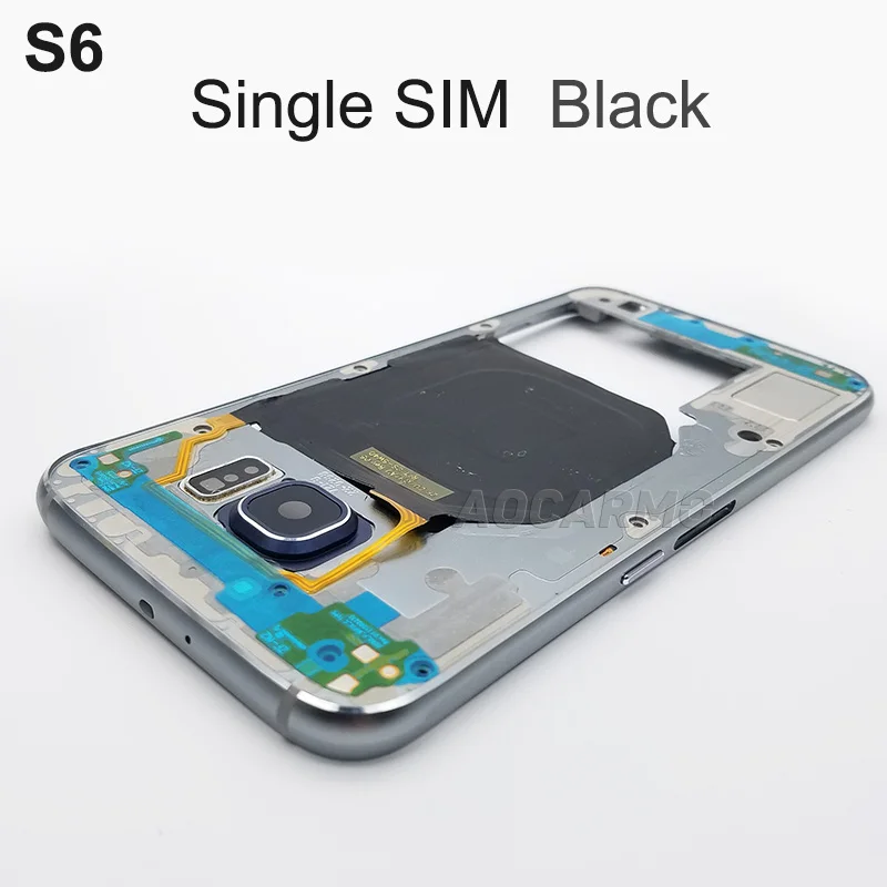 Aocarmo Замена средняя рамка Корпус Шасси для samsung Galaxy S6 Edge G925 SM-G925F S6 G920i/F один/Dual SIM - Цвет: S6 Single SIM Black