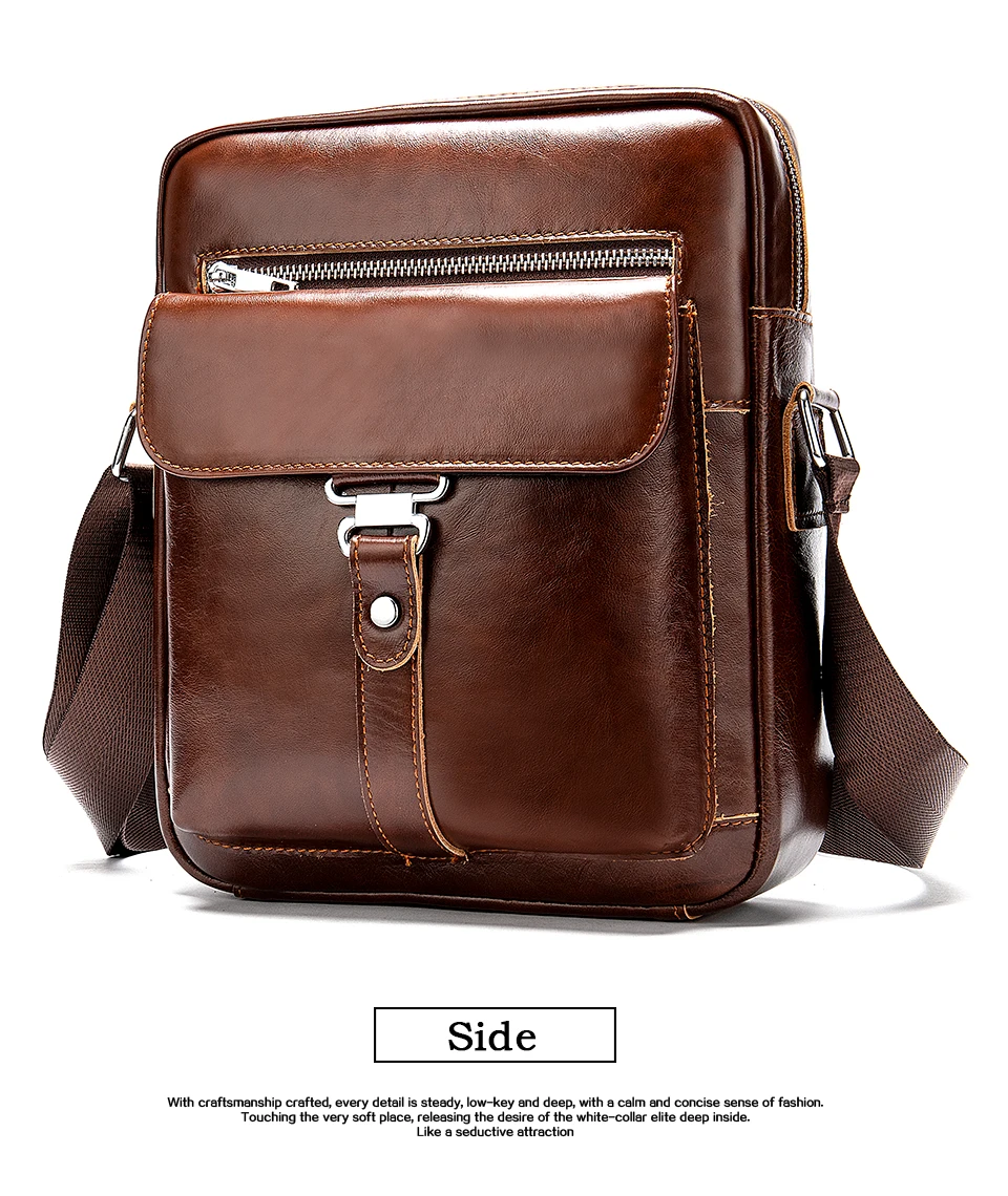 Men 's Shoulder Bags Genuine leather Male Flap Crossbody Bag for Men Vintage Pockets Ipad Phone Messenger Handbags 12