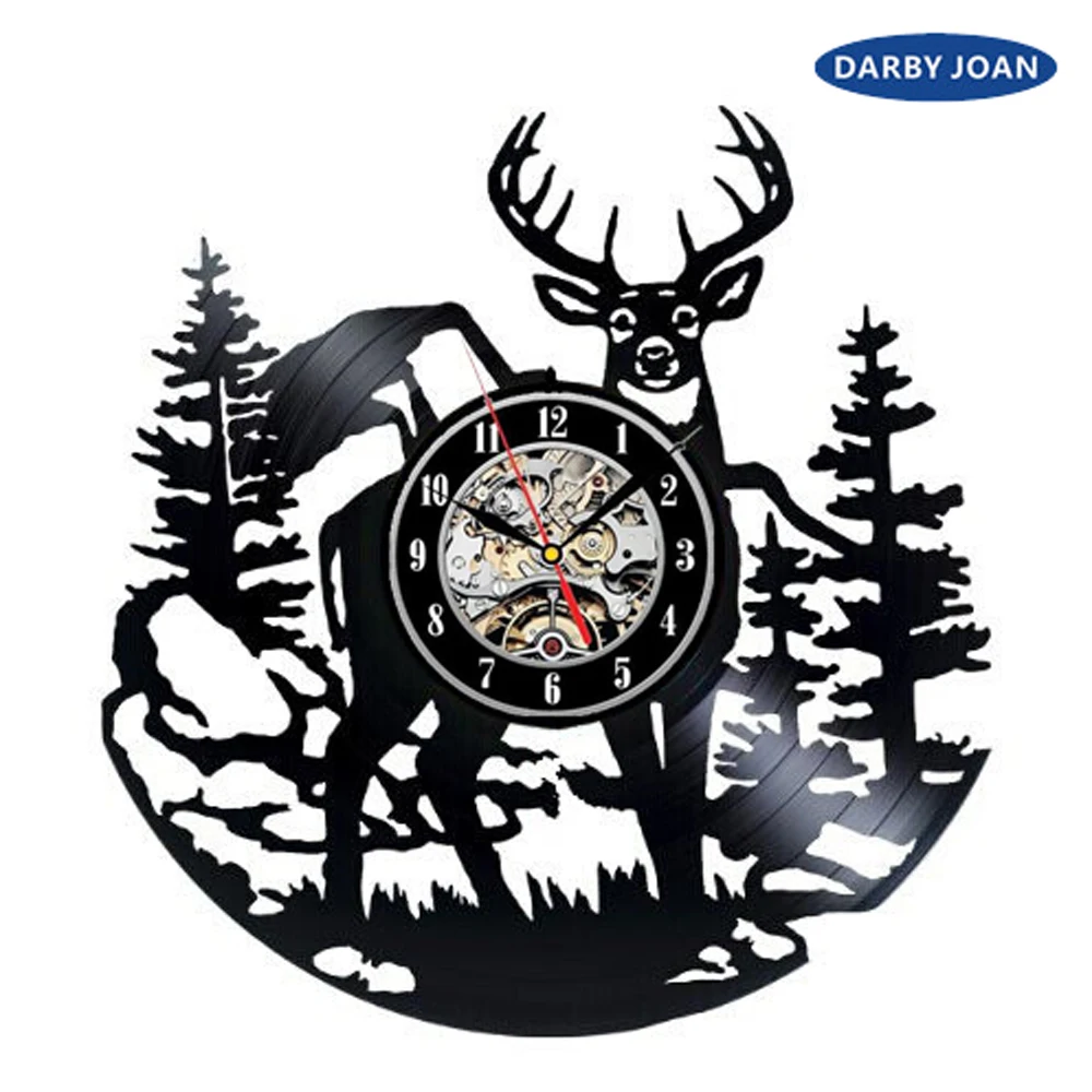 

Creative Design Deer Vinyl Record Clock Frameless CD Wall Clock - Decorate Your Home with Unique Wall Clock saat