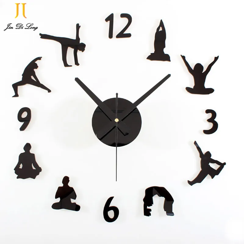 Low Price Clearance Sale Yoga DIY Wall Clock Acrylic Wood