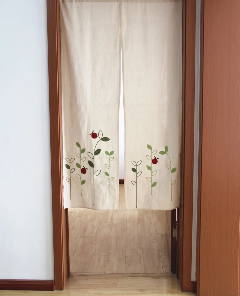 Вышитая дверная занавеска, двупарная открытая японская дверная занавеска, хлопковая льняная занавеска s для кухни, занавеска, драпировка, декоративный домашний текстиль