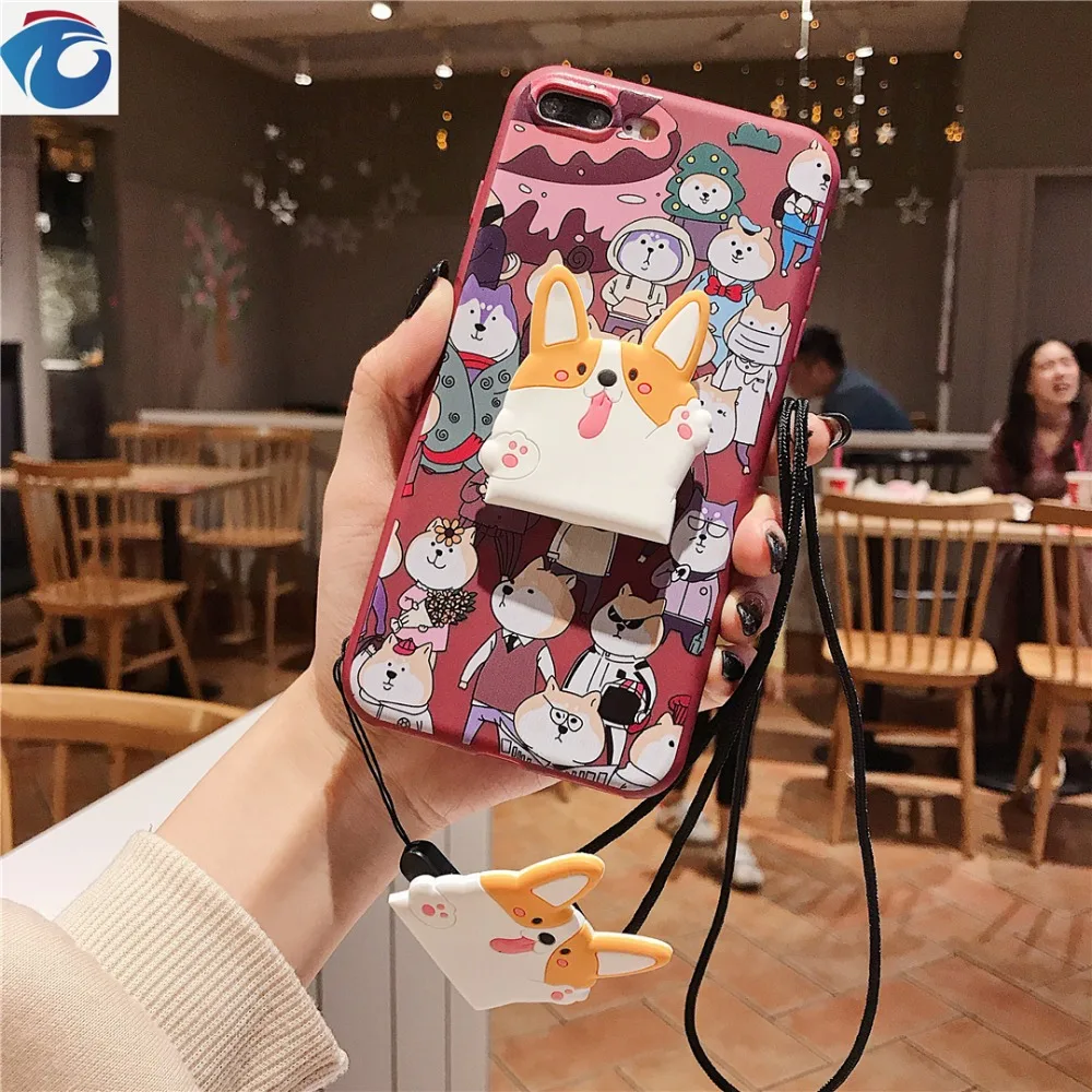 Cute puppy shell For iPhone 6S 7S 7Plus 7Plus 8 Plus XRXS MaxProject Soft shell airbag bracket   TPU Protection Anti-fall Phone case15