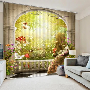 

Elegant Peacock 3D Blackout Curtains Healthy non-pollution Digital Print Customiz Design Tablecloth Shower Curtain Bedding