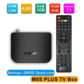

MECOOL Android TV BOX + DVB-S/S2/S2X Set-top Box M8S PLUS Android 7.1 Quad-core 1GB+8GB 4K WiFi Airplay Miracast HD Media Player