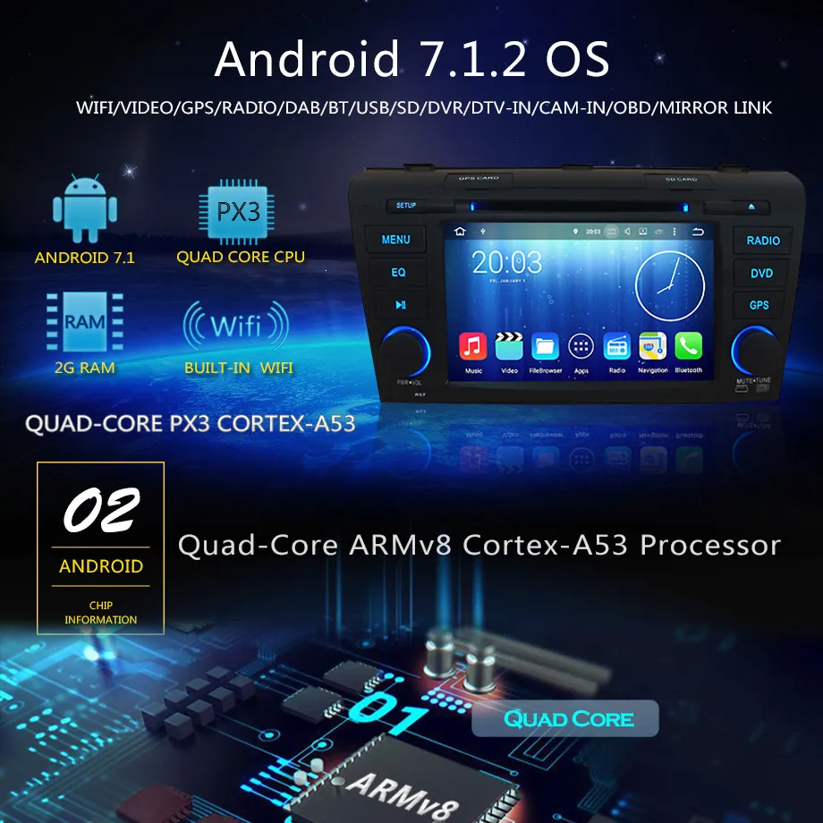 Top 7" Android 7.1 Car DVD Multimedia player radio Stereo for Benz W203 S203 C180 C200 C220 C230 C240 C270 C280 C300 C320 C350 C32 9