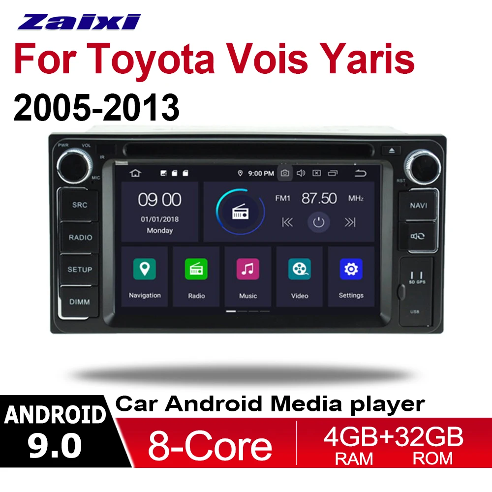 

ZaiXi For Toyota Vois Yaris 2005~2013 2 DIN Car Android 9 GPS Naviation Multimedia system Bluetooth Radio Amplifier WIFI HD