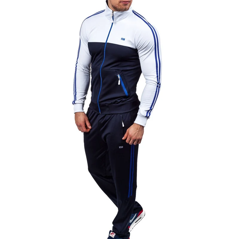 ZOGAA 2018 Mens 2 Piece Sets New Brand Color Block Sweatsuit For Men Casual Tracksuit Men Zipper Slim Fit Male Sports Suit