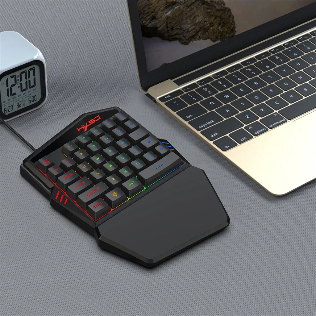 

For V100 Ergonomic Wired Gaming Keyboard Mechanical Feel Backlight 35 Keys One-handed Keyboard Black for PC MINI Keyboard#G20