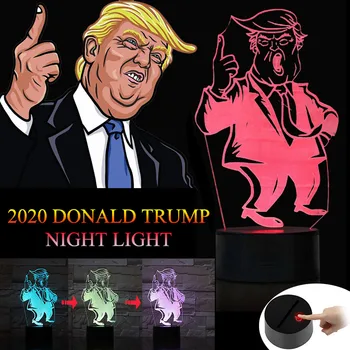 

Hot Sale 2020 US President Donald Trump 3D Touch Sensor Night Lights Lamp Led 7 Color Changing Home Decoration Dropshipping
