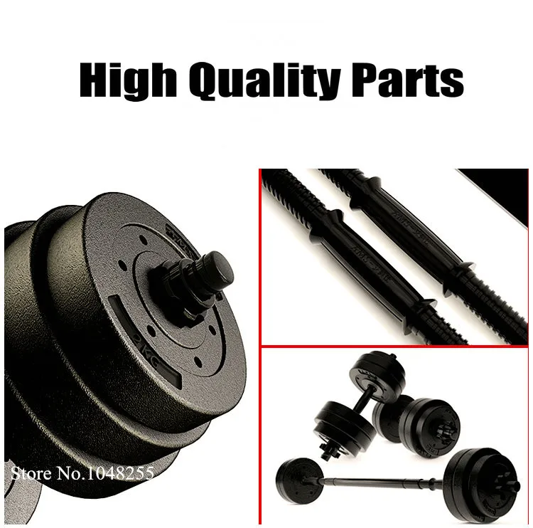30KG detachable plating cast iron dumbbell barbell, men's fitness equipment dumbbell with PVC covered, 2 in 1 household barbell