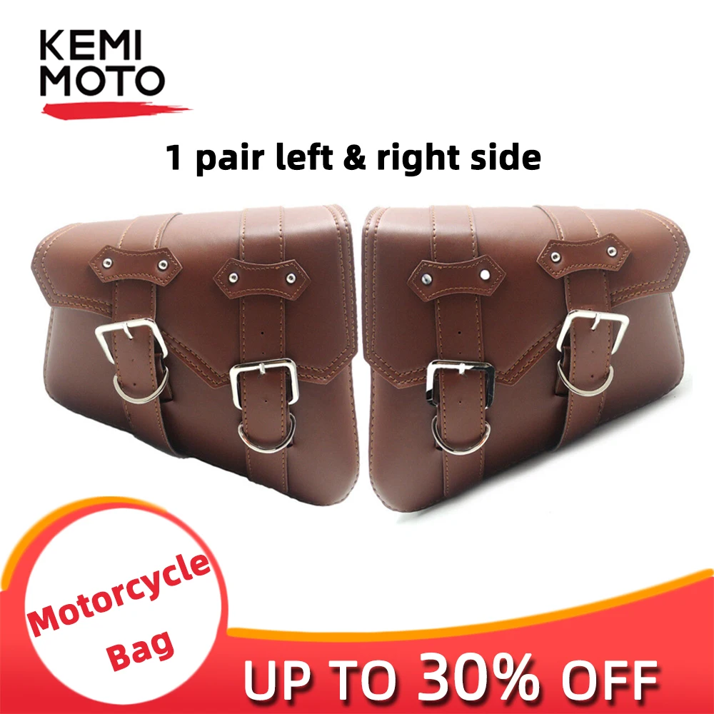 

Brown 2PCS Motorcycle PU Leather Luggage Saddle Bags For Touring Sportster XL 883 1200 Dyna for Honda for Yamaha Motorbike Bag