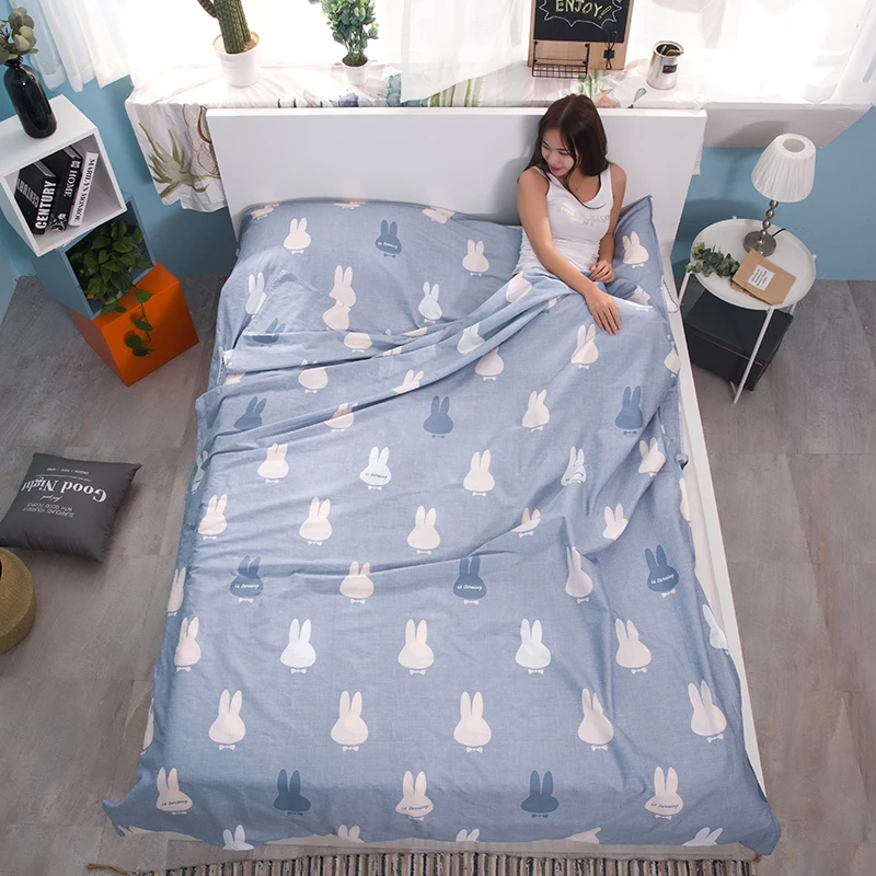 VILEAD 180*230 cm Portable Travel Sleeping Bag Pure Cotton Two-sided Prevent Dirty for Single Double with Belt Tourism Outdoor