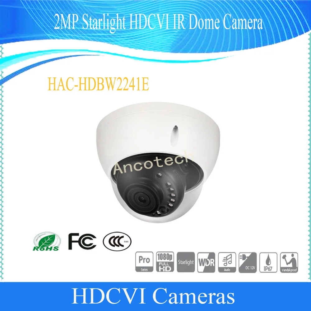 Бесплатная доставка Dahua оригинальный видеонаблюдения Камера 2MP 1080 P Starlight HDCVI ИК купольная камера Камера IP67 IK10 DH-HAC-HDBW2241E