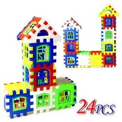 24 шт./компл. Детские домик для детей строительные блоки Обучающие строительные развивающие игрушки набор Высокое качество мозг игра